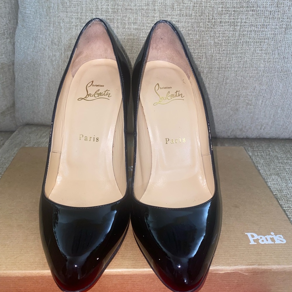 Christian Louboutin Patent black leather pumps size 7.5 US
